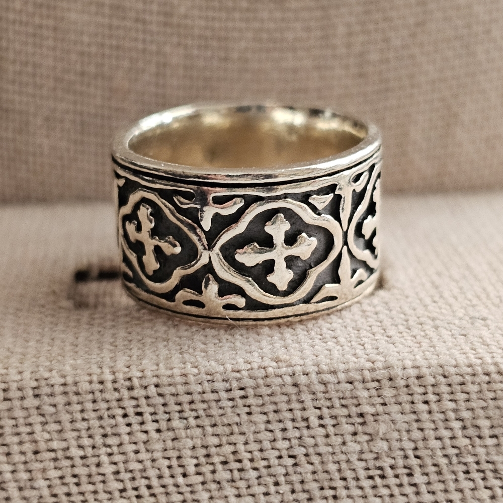 Gothic 925 Sterling Silver Medieval Crosses Ring Size 5.75-6 - Picture 1 of 14